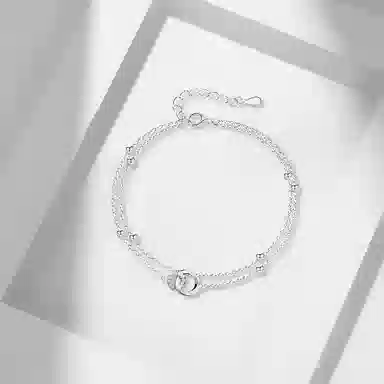 牧言 冷淡风简约小众高级感 几何镂空圆环圆珠叠戴环环相扣手饰 莫比乌斯双环手链 女款