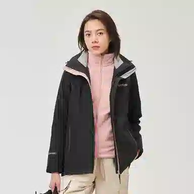 探路者 纯色拉链开衫连帽户外保暖三合一冲锋衣 女款