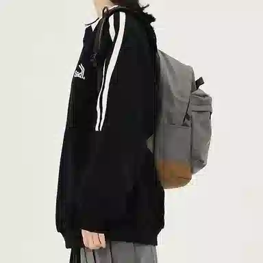 MYEDITION Vintage Colorblock Backpack Green