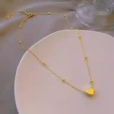 指尖瑰宝 气质珠子爱心吊坠 金色爱心 项链 女款 礼盒