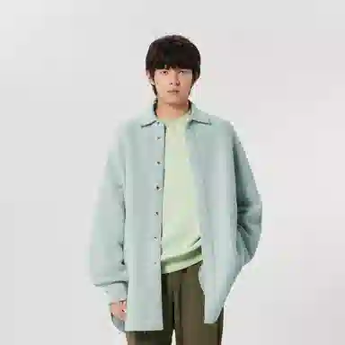 速写 纯色针织宽松衬衫式夹克外套 男女同款