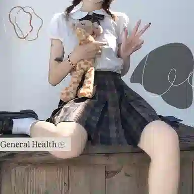 东鲸岁时记 格纹褶皱高腰短款高腰半身裙 女款