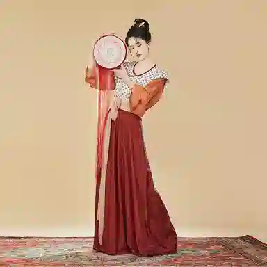 织造司 一骑红尘唐制褙子唐圆领齐腰八破长裙汉服 女款