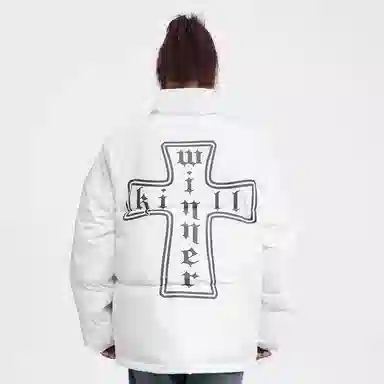 KILLWINNER Noah's Ark Cross Print Puffer Jacket