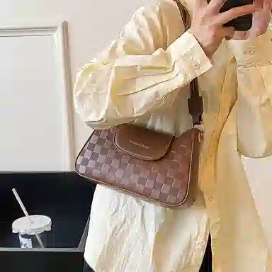 Jane Klain Woven Checkered Shoulder Bag