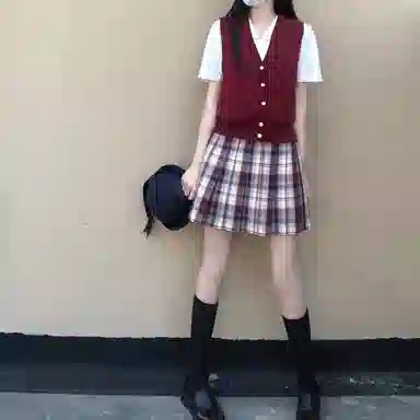 东鲸岁时记 高腰格子百褶半身裙 女款