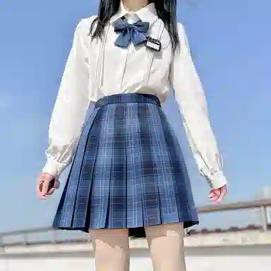 东鲸岁时记  格纹学院风短款百褶半身制服裙装 水梨町