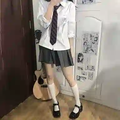 东鲸岁时记 纯色翻领单排扣长袖 紫川附中衬衫 女款