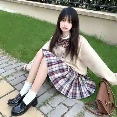 东鲸岁时记 高腰格子百褶半身裙 女款