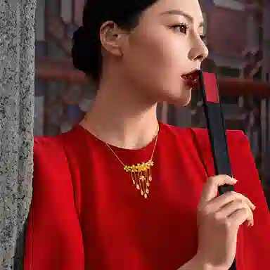 周六福黄金项链女计价足金婚嫁格桑花结婚套链三金