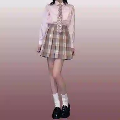 东鲸岁时记 格子制服百褶半身裙 女款