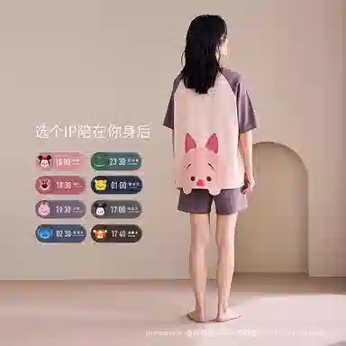 静韵 凉感型 草莓熊抱抱龙情侣睡衣女夏季薄款睡眠 家居套装 男士可外穿