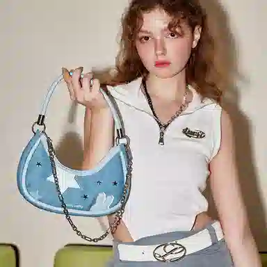 Miffy Denim Crescent Bag