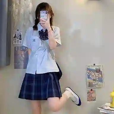 东鲸岁时记 格子高腰百褶短款制服裙装 津岚女高