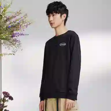 特步 纯色宽松圆领套头卫衣 女款