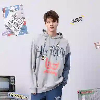 bt Colorblock Letter Print Hoodie