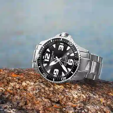 STUHRLING 43mm black 842.02+3950L.1