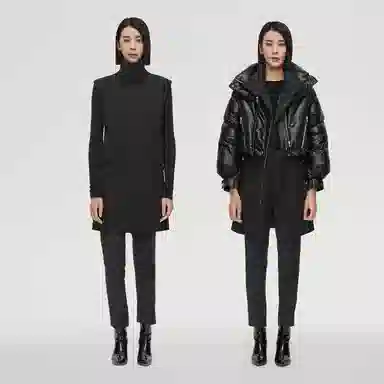 波司登 亮面风衣可脱卸鹅绒长款羽绒服 女款 黑色