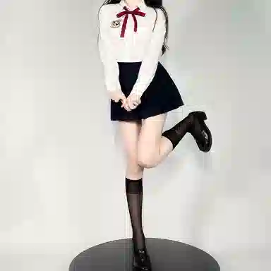 九条喵 长徽章领绳超短款修袖衬衫