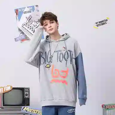 bt Colorblock Letter Print Hoodie