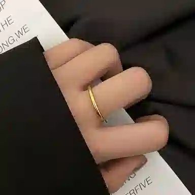 牧言 简约小众高级感日常百搭 复古磨砂素戒关节戒 三生三世古法素圈戒指 男女同款情侣款