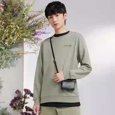 特步 纯色宽松圆领套头卫衣 女款