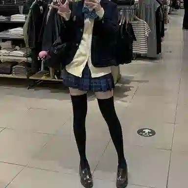 东鲸岁时记 日系复古制服格纹短款百搭学生百褶鲸落半身裙