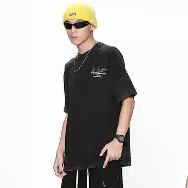 WHISTLEHUNTER Gothic Loose Washed T-Shirt Black