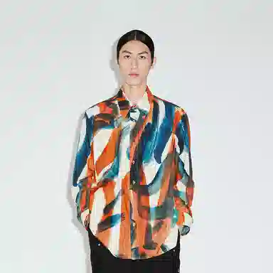 速写 城市实验室 满印嘻哈艺术长袖情侣衬衫 男女同款