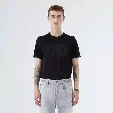 DAVID NAMAN Logo Jacquard T-Shirt Black