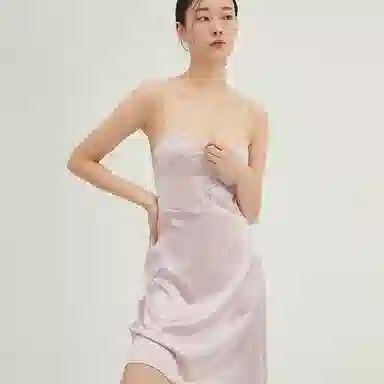 桑罗  弹力真丝桑蚕丝睡裙法式蕾丝吊带裙可外穿随心肩带睡衣 家居连衣裙  女款