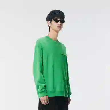 速写 几何图案亮片拼接宽松圆领套头长袖卫衣 男女同款