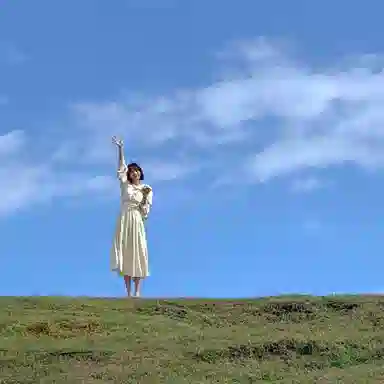 法儿家 纯色圆领皱褶长袖连衣裙 女款