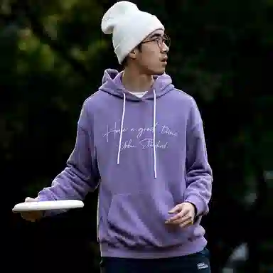 URBAN STANDARD Letter Embroidered Hoodie Purple