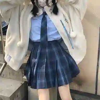 东鲸岁时记 格子高腰百褶短款制服裙装 津岚女高