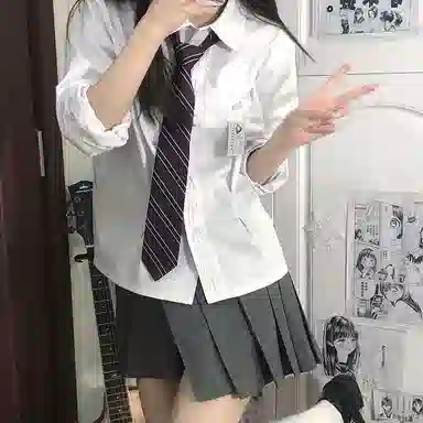 东鲸岁时记 纯色翻领单排扣长袖 紫川附中衬衫 女款