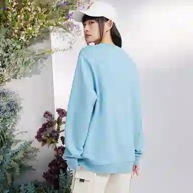 特步 纯色宽松圆领套头卫衣 女款