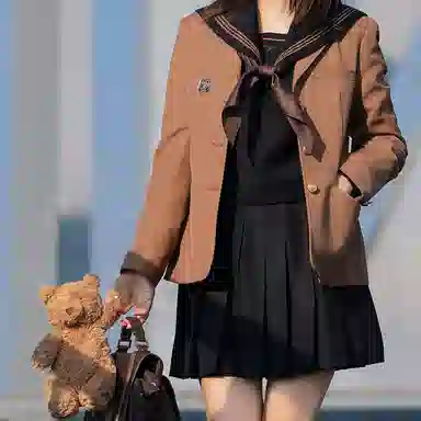 东鲸岁时记 纯色单排扣翻领休闲 布朗茶茶西装 女款