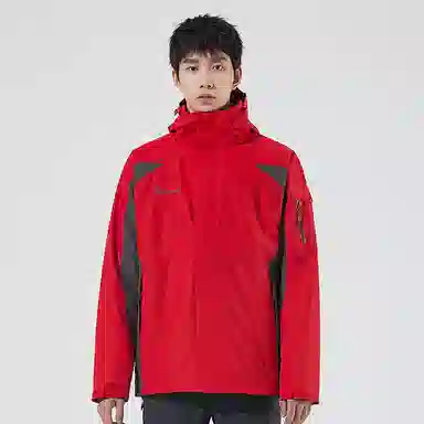 探路者 字母印花抓绒可脱卸两件套防泼水防寒冲锋衣 男款