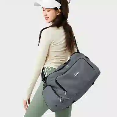 轻骑者 潮流大容量运动健身游泳便携旅游外出露营内置干湿分离独立鞋仓 织物 旅行包斜挎包健身包 大号 男女同款情侣款 米白