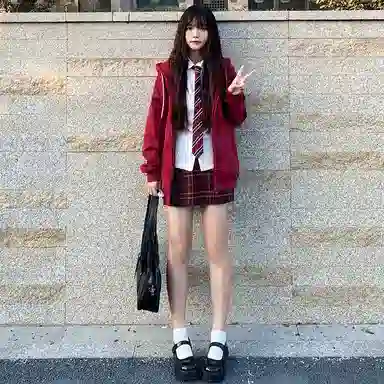 东鲸岁时记 纯色拉链宽松字母刺绣加绒开衫连帽卫衣 女款