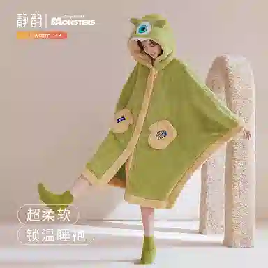 静韵 超柔软 大眼仔珊瑚绒睡袍女秋冬长款加厚浴袍加绒保暖睡衣