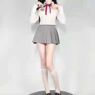 九条喵 长徽章领绳超短款修袖衬衫