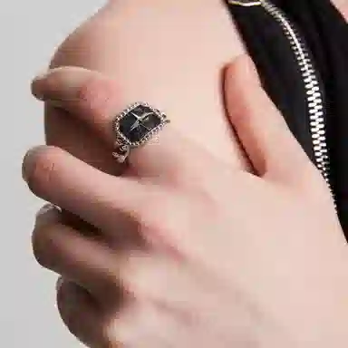 小众设计师 燃系列 方牌星芒开口戒指 男女同款可微调戒指