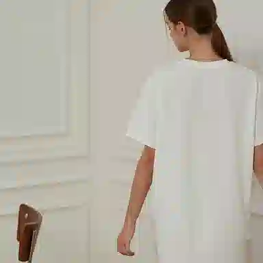 弗利少女 亲肤棉质可外穿圆领字母短袖家居睡裙夏季 女款 白色