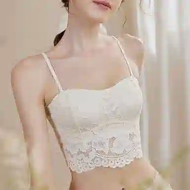 内在密码 纯色镂空花卉美背薄款蕾丝吊带背心式文胸 礼盒装