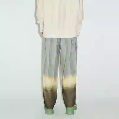 速写 拼接扎染复古水洗做旧牛仔裤 男女同款