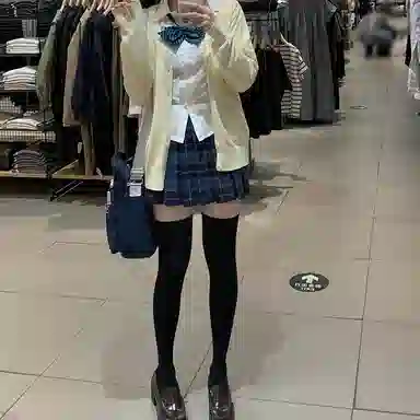 东鲸岁时记 日系复古制服格纹短款百搭学生百褶鲸落半身裙