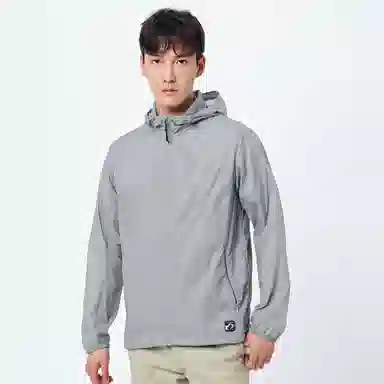 探路者 纯色拉链开衫连帽长袖轻薄防晒服 男款