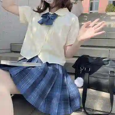 东鲸岁时记  格纹学院风短款百褶半身制服裙装 水梨町